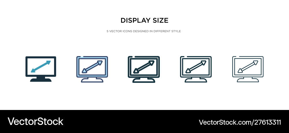 Display size icon in different style two colored Display size icon in different style two colored Vector Image