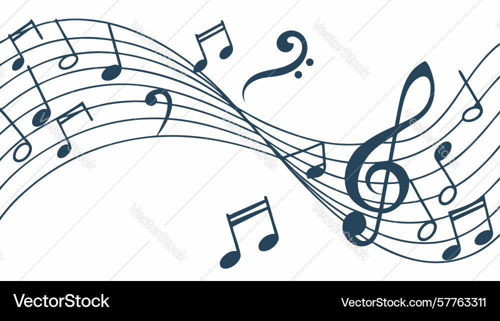 Dynamic musical notation seamless pattern design vector image