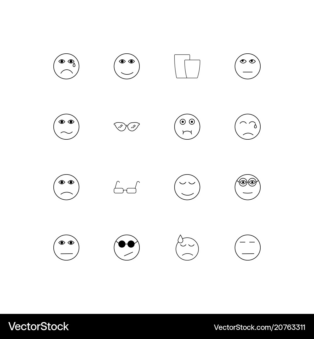 Emoticons linear thin icons set outlined simple vector image