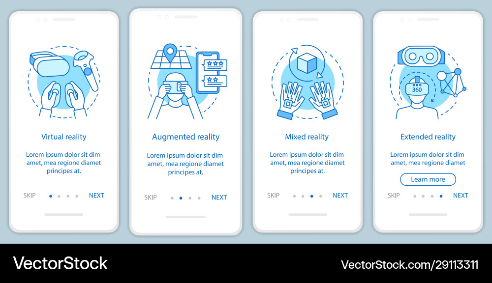 Extended reality onboarding mobile app page Extended reality onboarding mobile app page vector image