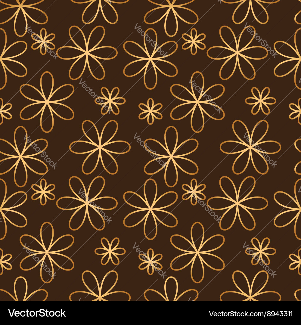 Flower seamless pattern golden color Vector Image
