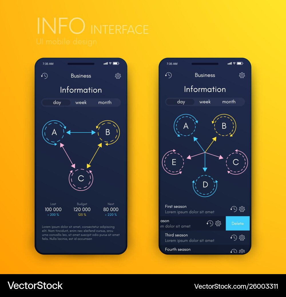 Graphics mobile infographics with three Graphics mobile infographics with three Vector Image