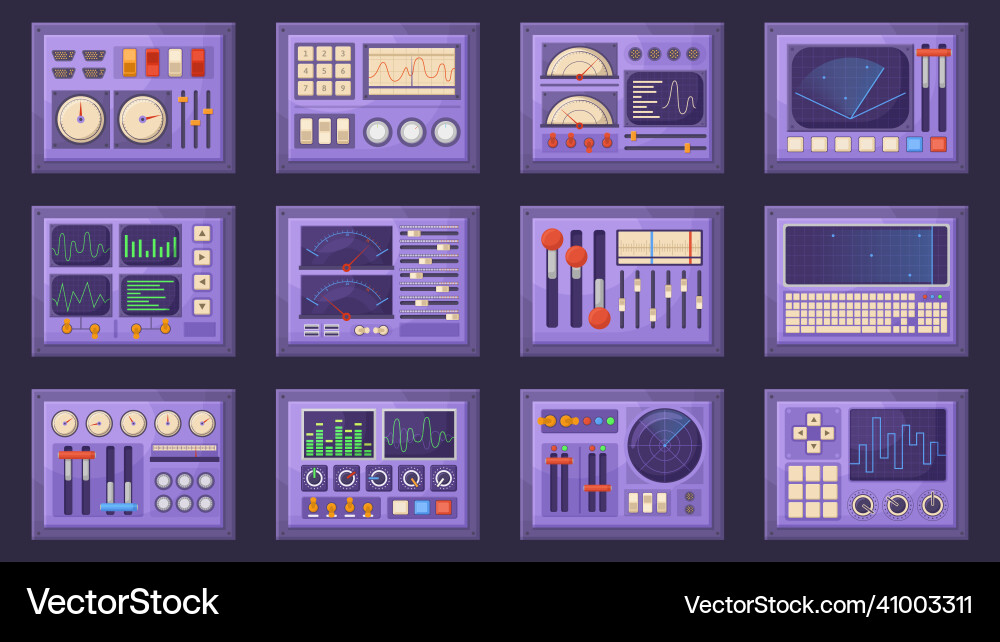 Retro Spacecraft Dashboard Controls vector image
