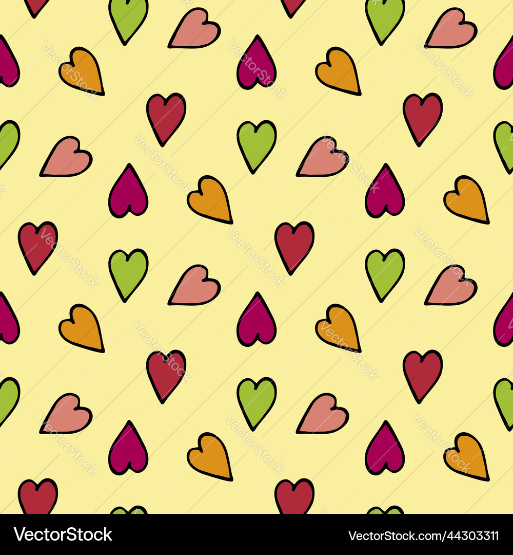 Seamless pattern with multicolored hearts Seamless pattern with multicolored hearts Vector Image