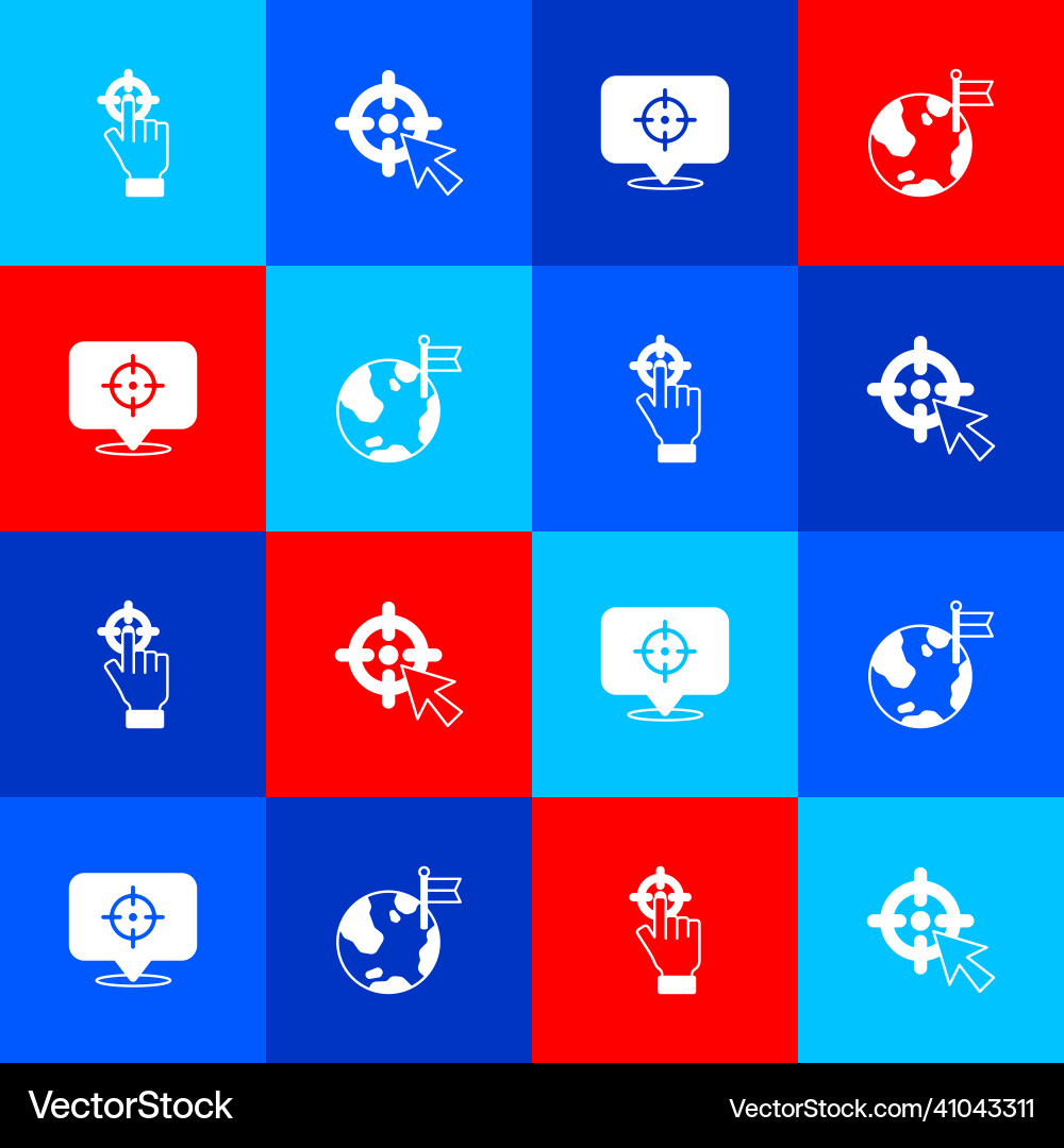 Set target and planet with flag icon Set target and planet with flag icon Vector Image