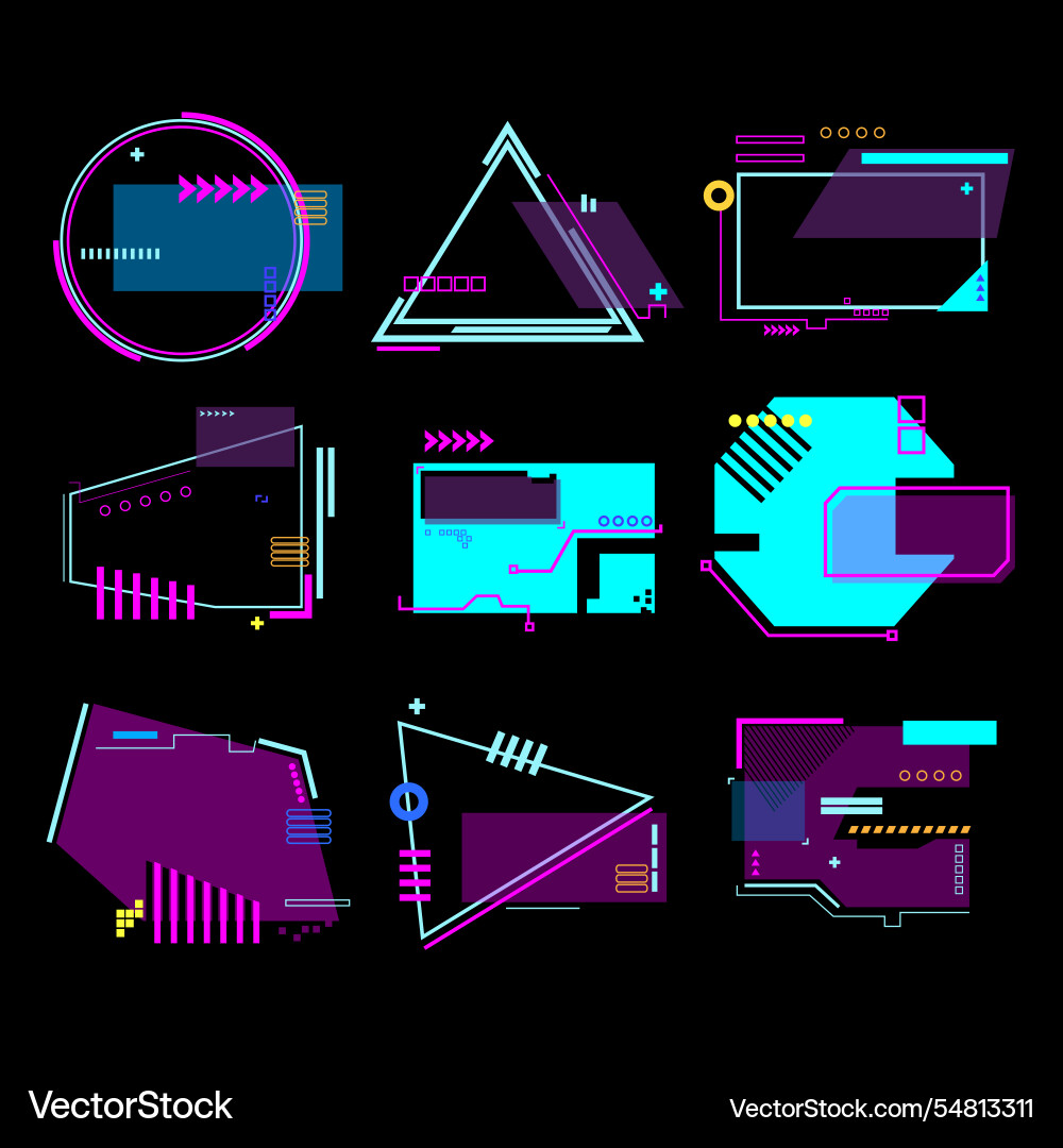 Tech banner set cartoon Royalty Free Vector Image