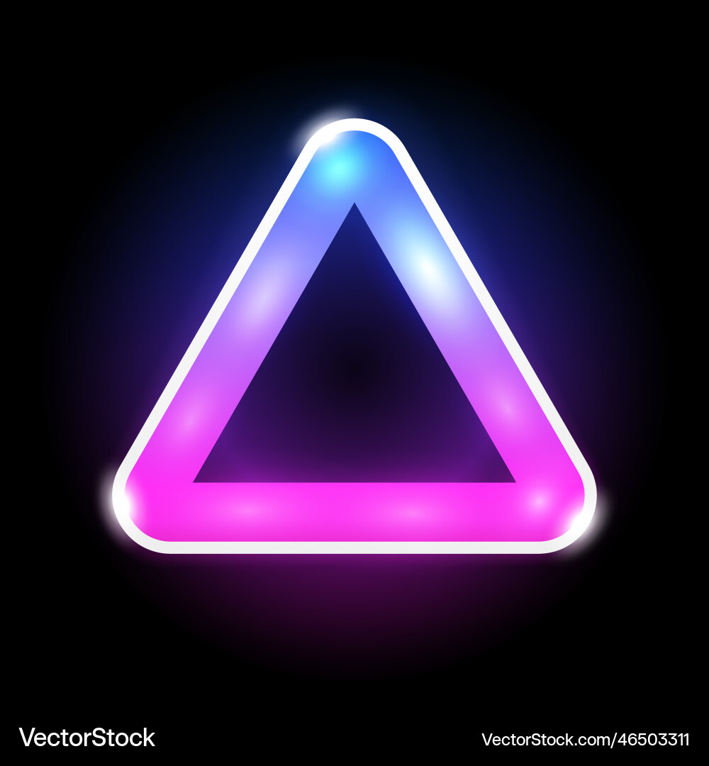 Triangle shape led lamp neon color frame Triangle shape led lamp neon color frame vector image