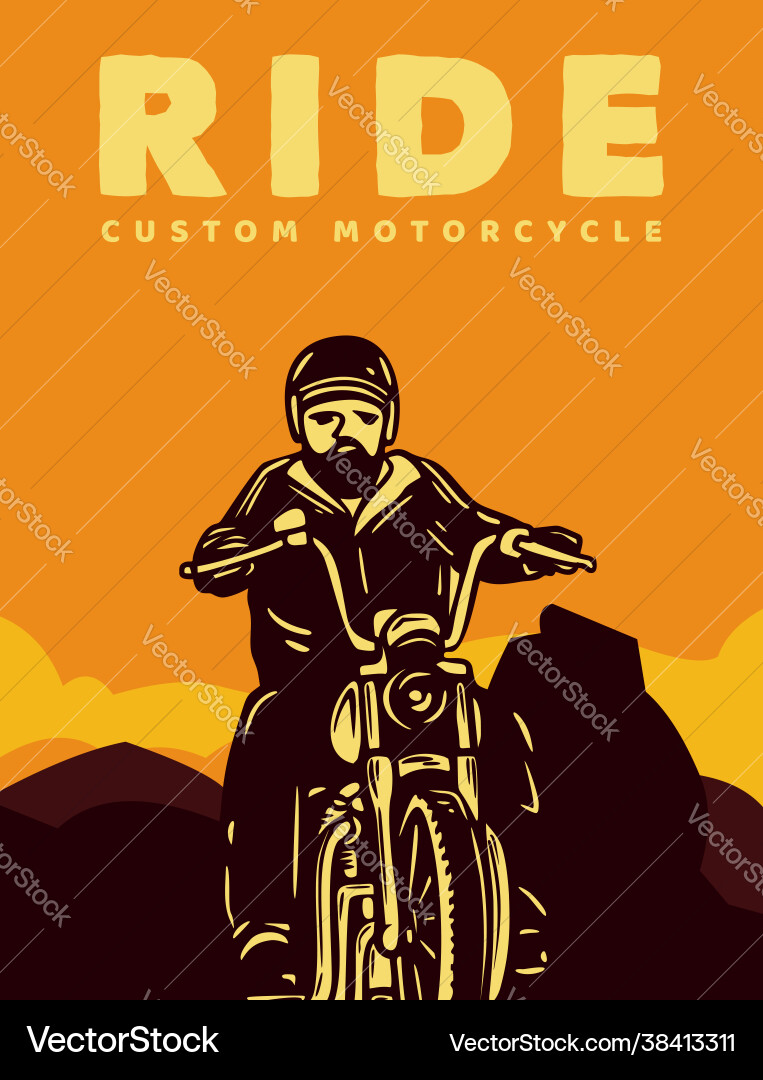Vintage Motorrad Ride Poster Vektorbild