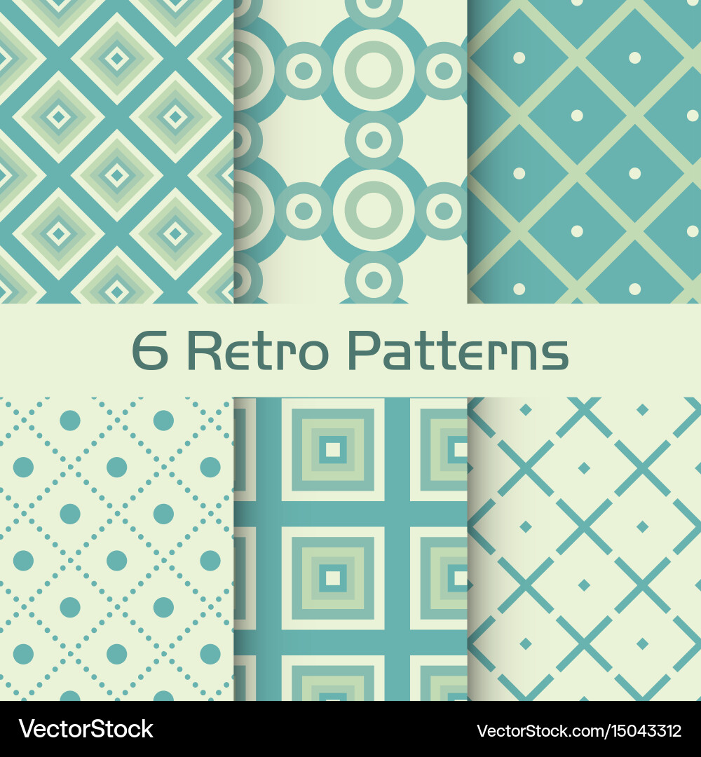 6 retro patterns set vector image