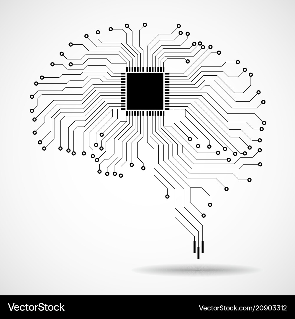 Abstract technological brain cpu vector image