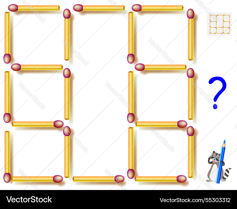 Add one matchstick to make ten squares logic Vector Image