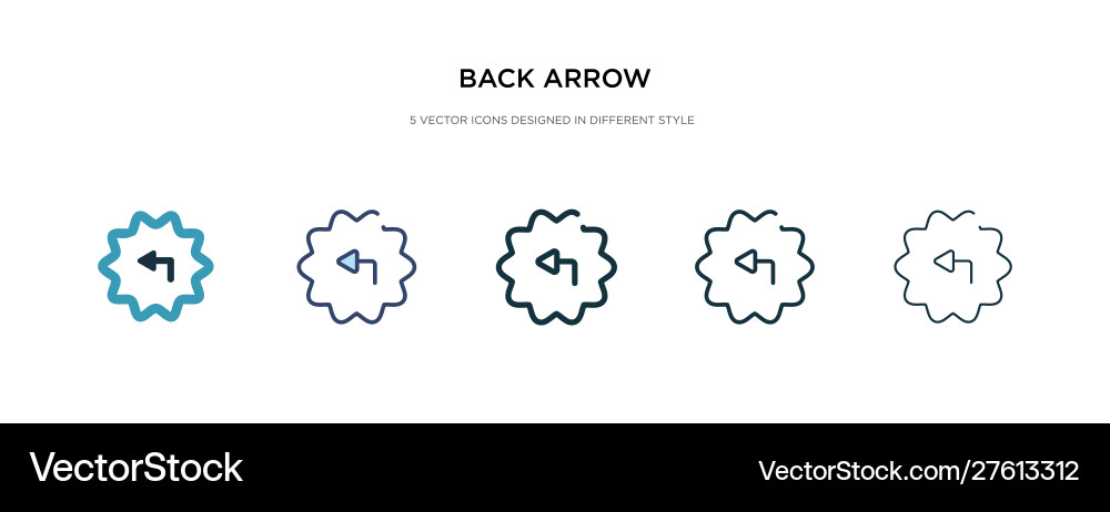 Back arrow icon in different style two colored Back arrow icon in different style two colored Vector Image
