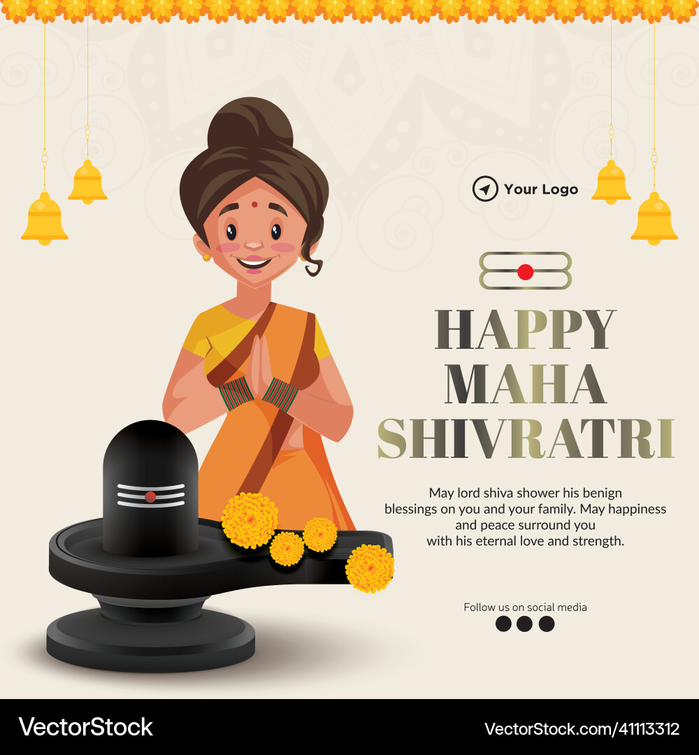 Banner design of happy maha shivratri vector image