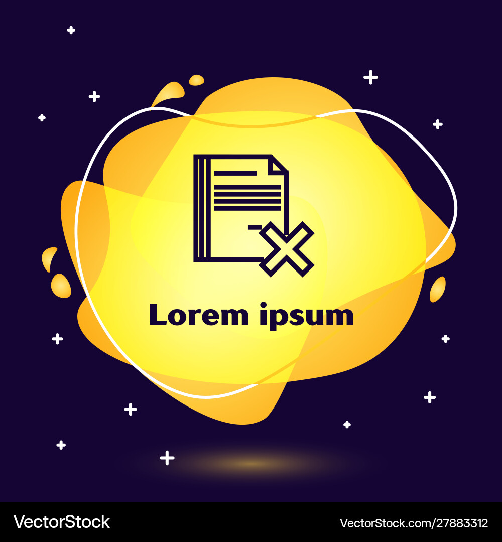Black line delete file document icon isolated vector image