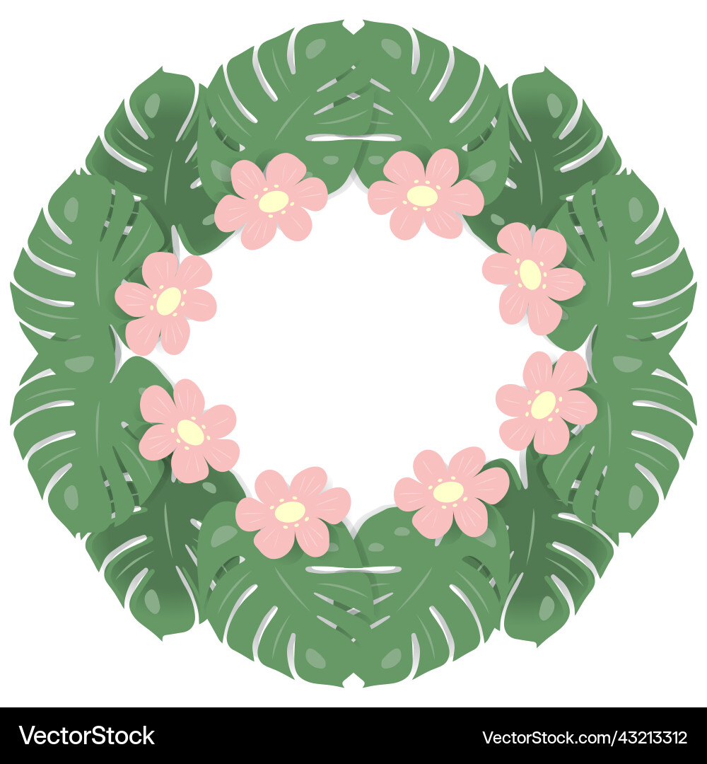 Circle frame with an abstract image of monstera Circle frame with an abstract image of monstera Vector Image