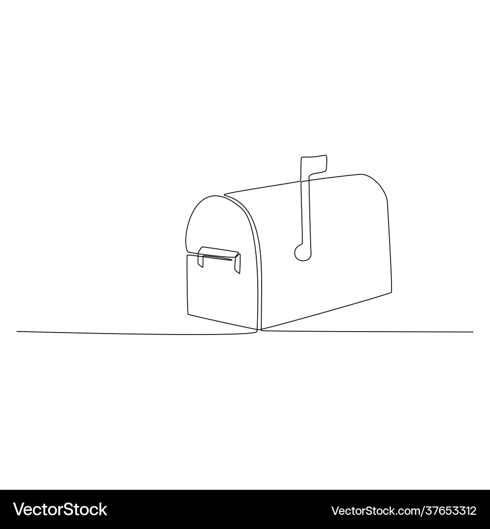 Continuous line drawing mailbox vector image