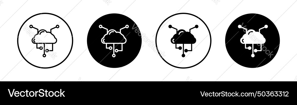 Data aggregation icon set cloud computing vector image