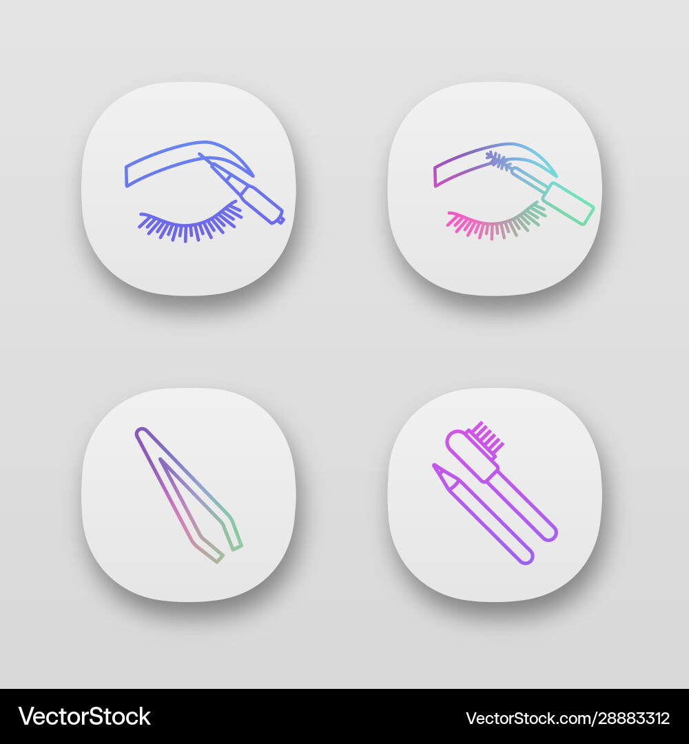 Eyebrows shaping app icons set vector image