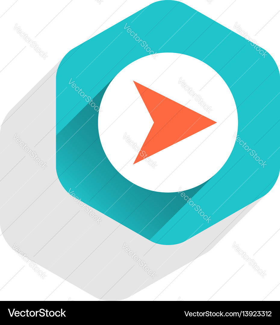 Flat arrow sign round icon hexagon button Flat arrow sign round icon hexagon button vector image