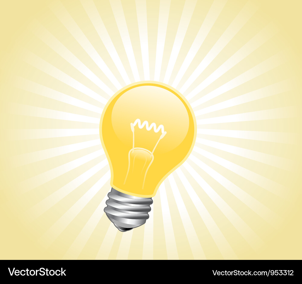 Glowing Lightbulb with Rays vector image