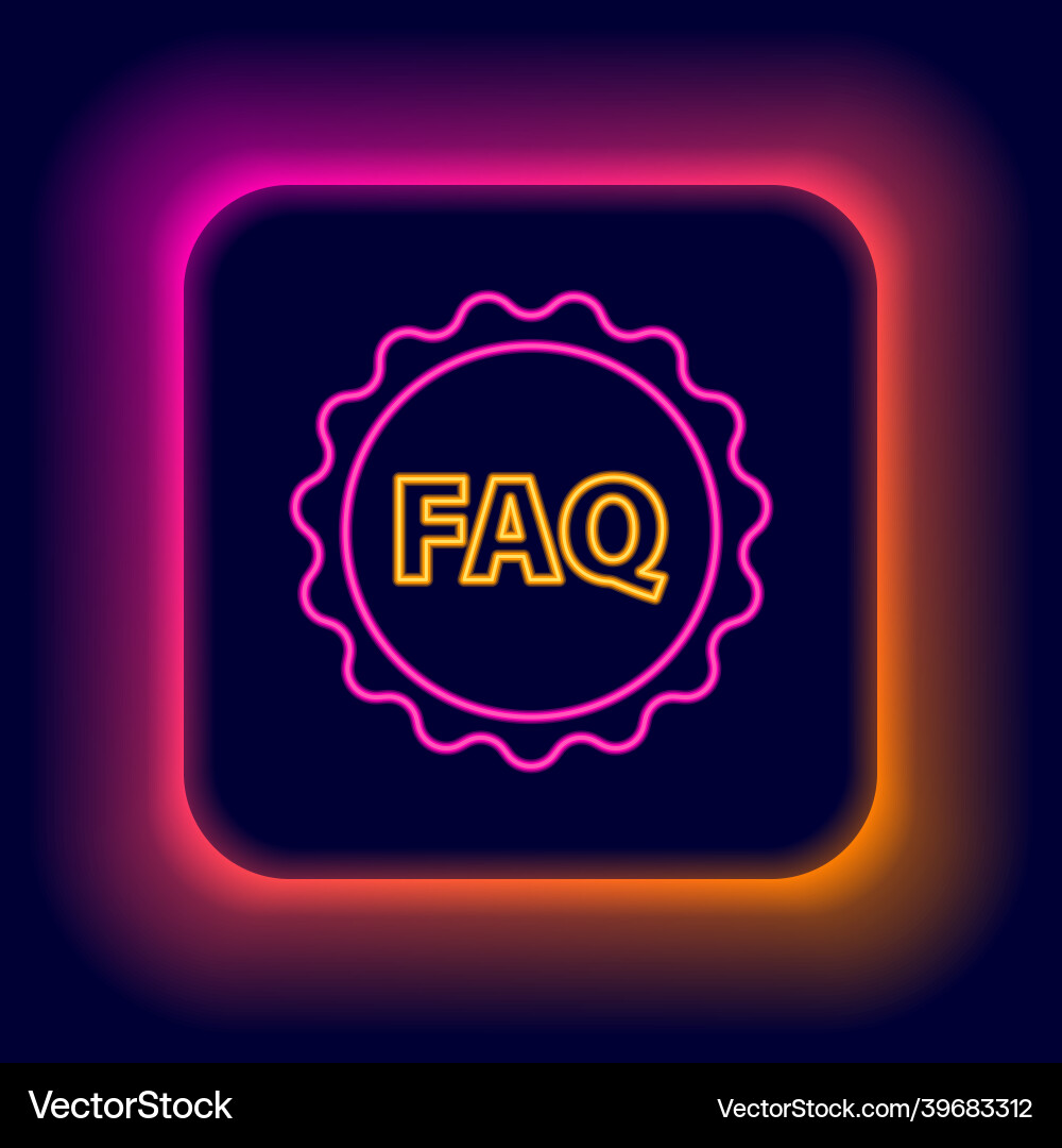 Glowing neon line label with text faq information Glowing neon line label with text faq information vector image