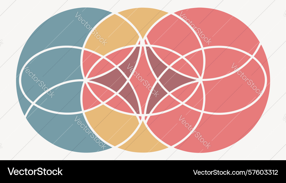 Harmonious overlapping circles pattern in muted vector image
