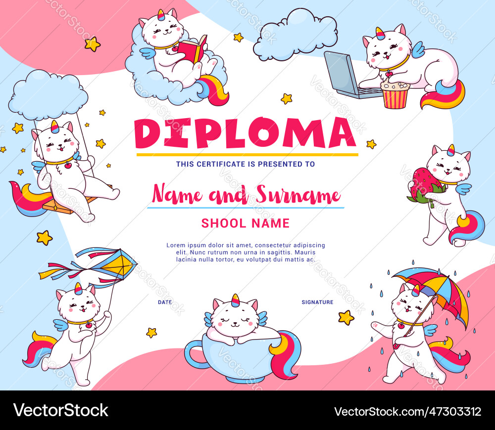 Kinder-Diplom mit Cartoon niedlich Kapricorn Kinder-Diplom mit Cartoon niedlich Kapricorn vektorbild