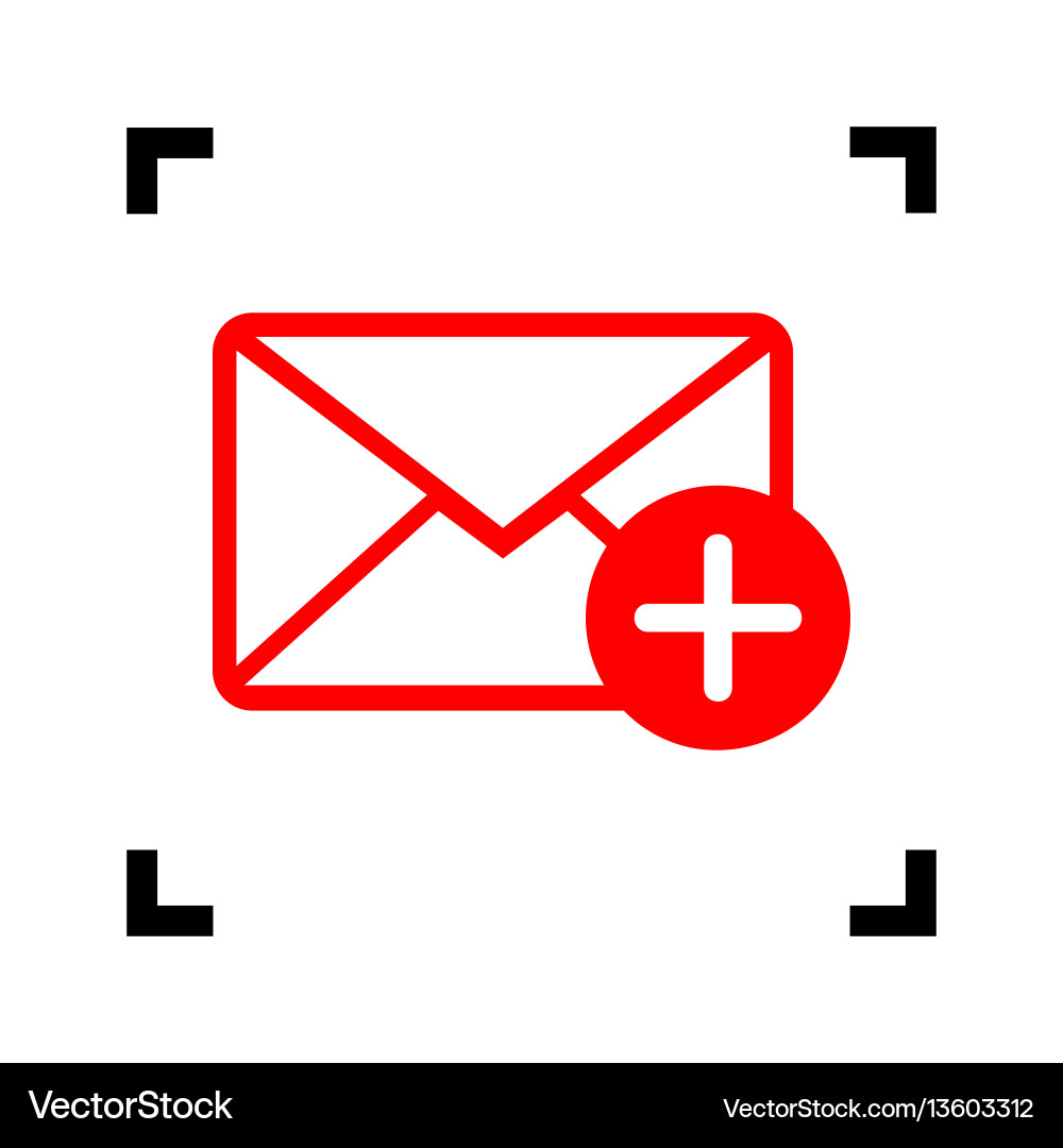 Mail sign with add mark red Vector Image