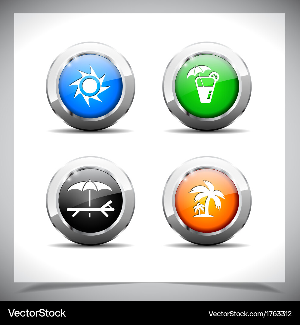 Metal web buttons eps10 vector image