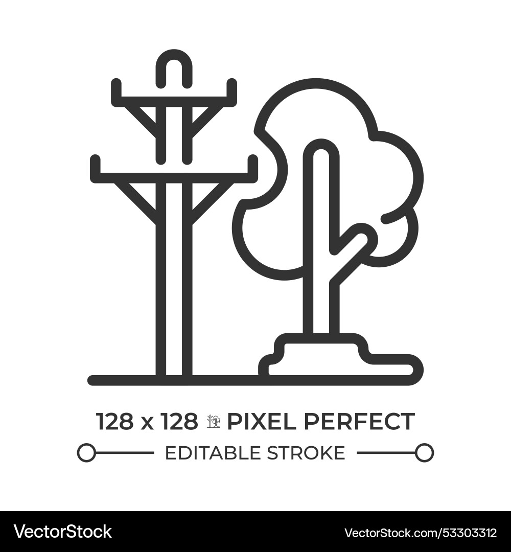 Power lines and treeslinear icon Power lines and treeslinear icon vector image