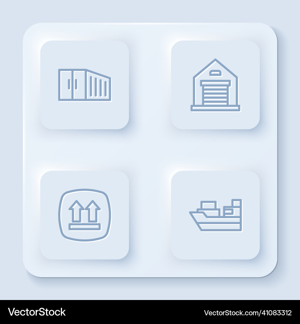 Set line container warehouse this side up Set line container warehouse this side up vector image