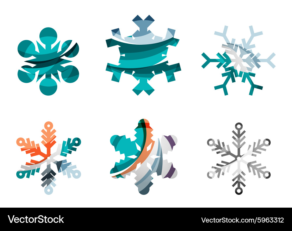 Set of abstract colorful snowflake logo icons Vector Image