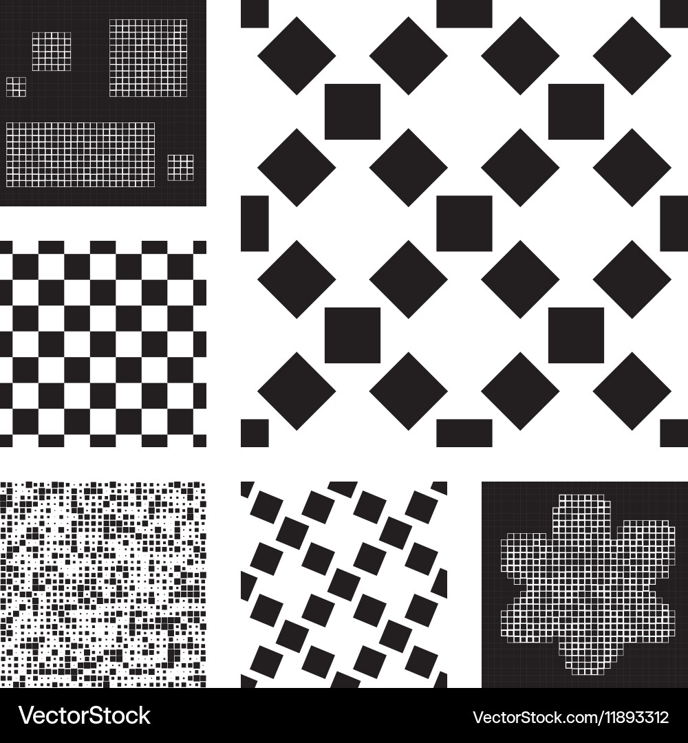 Set of abstract patterns with squares Vector Image