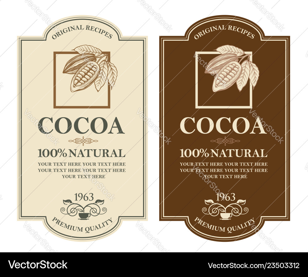 Set of cocoa labels vector image