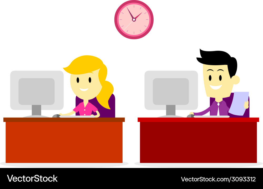 Working on office computer Vector Image