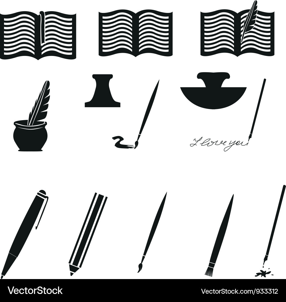 Writing and Painting Icons Set Vector Image