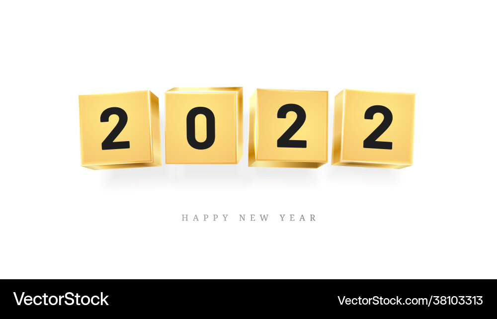 2022 glückliches neues Jahr Goldwürfel mit Zahlenkarte 2022 glückliches neues Jahr Goldwürfel mit Zahlenkarte vektorbild