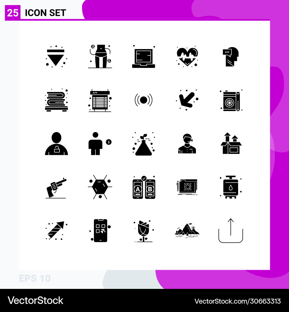 25 universal solid glyphs set for web and mobile vector image