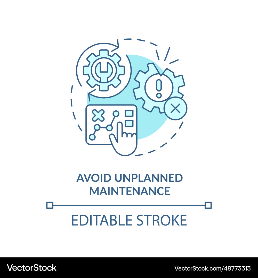 2d thin linear icon avoid unplanned maintenance 2d thin linear icon avoid unplanned maintenance vector image