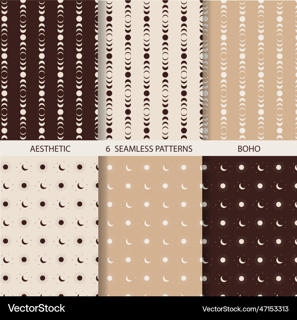 Aesthetic patterns boho set of seamless Aesthetic patterns boho set of seamless vector image