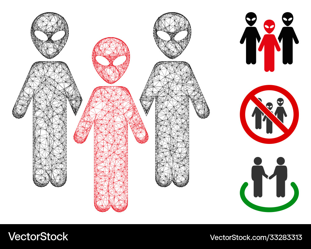 Alien group polygonal web mesh Alien group polygonal web mesh vector image