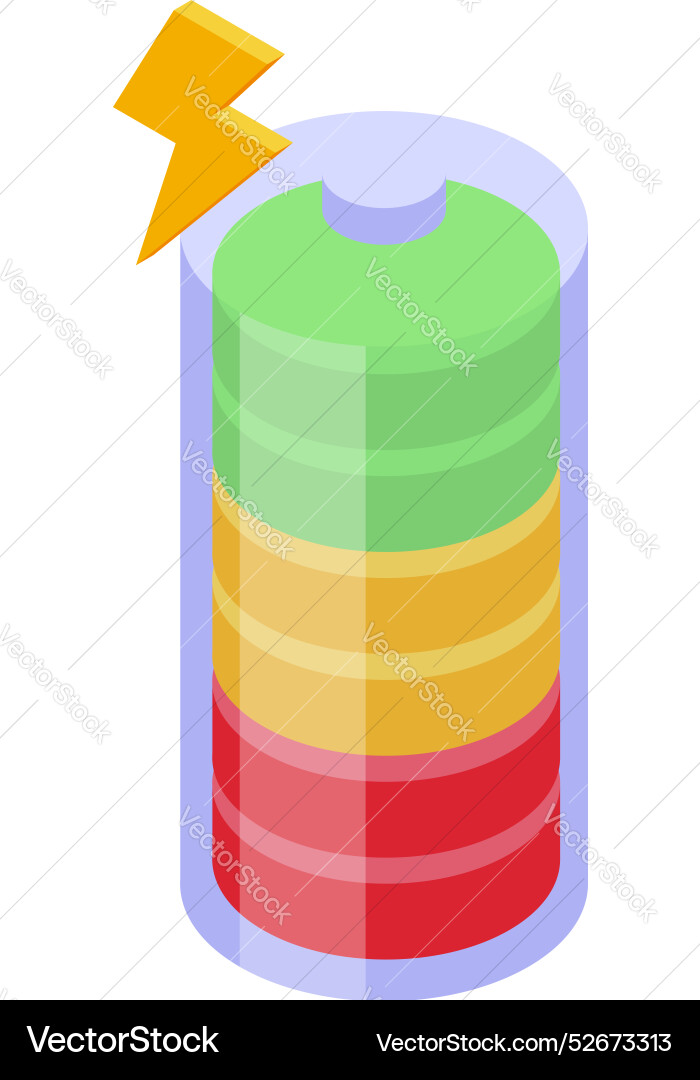 Battery showing charge status with color indicator Vector Image