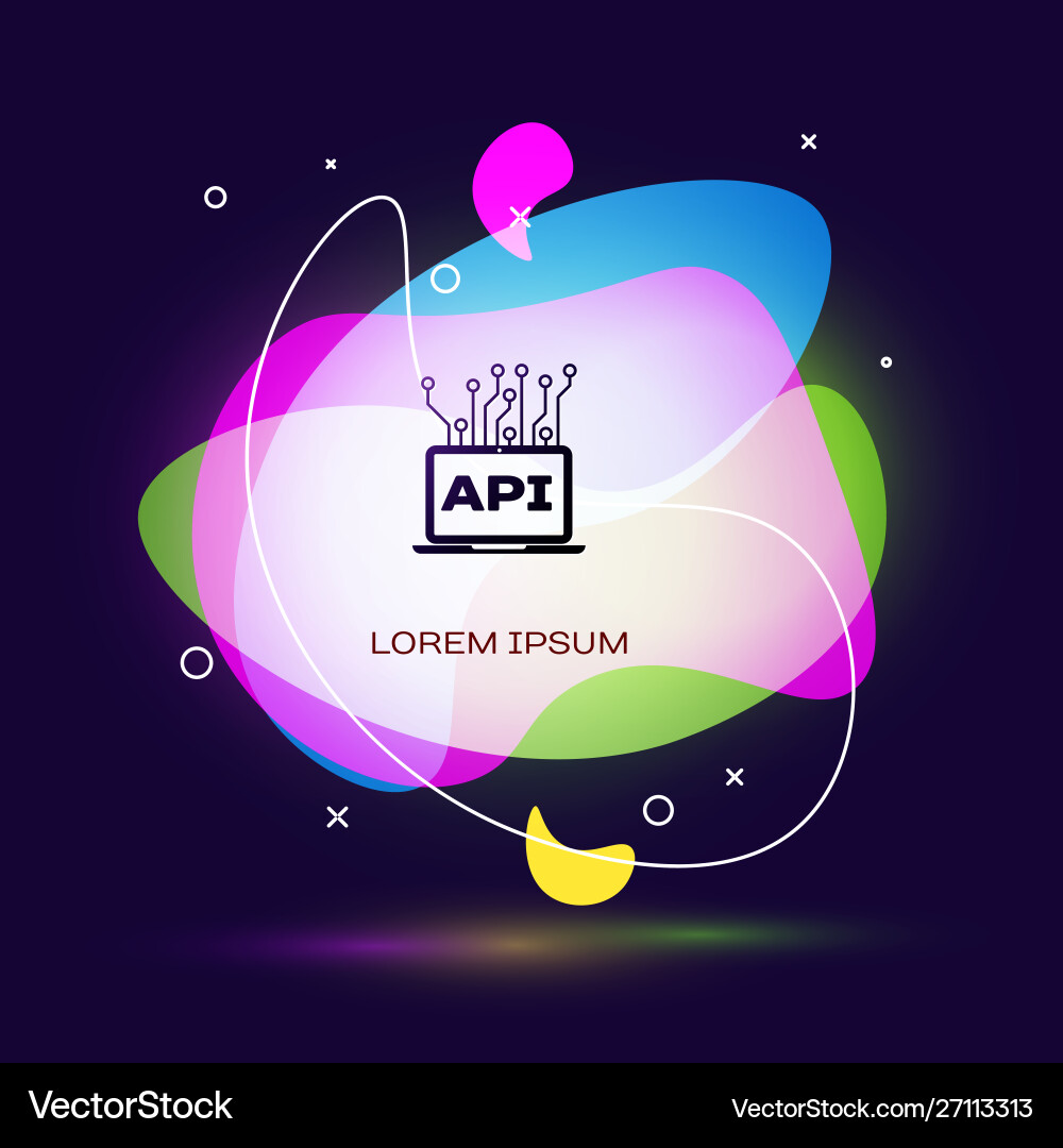 Black computer api interface icon isolated on dark Black computer api interface icon isolated on dark vector image