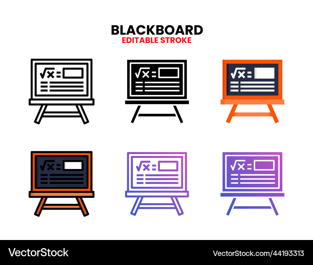 Blackboard icon set with different styles Blackboard icon set with different styles vector image
