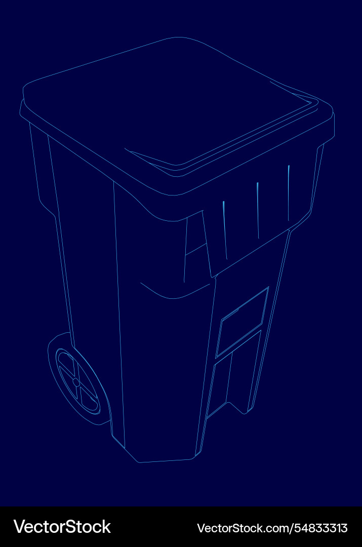 Blue trash can with a lid on top the is open Blue trash can with a lid on top the is open vector image
