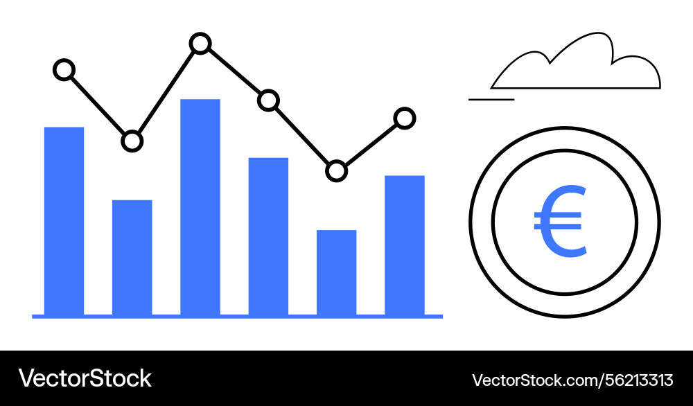 Business data analytics with bar chart line graph vector image