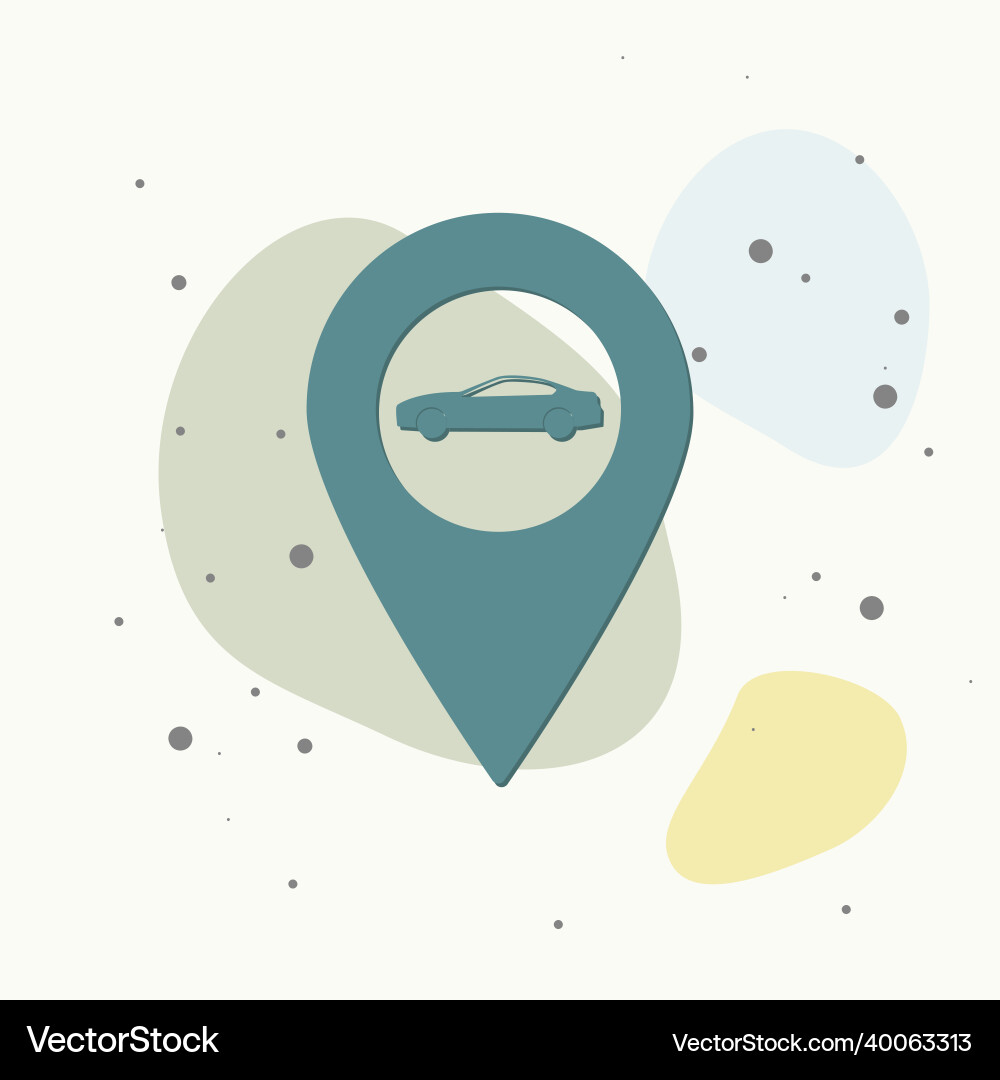 Car pointer icon positioning on multicolored Car pointer icon positioning on multicolored vector image