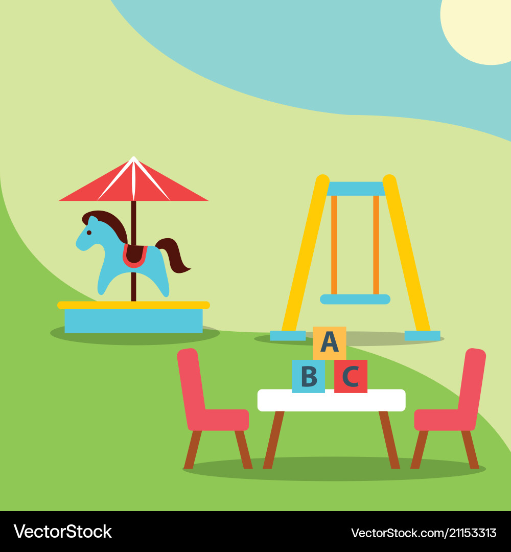 Carousel swing and table blocks alphabet toys Vector Image
