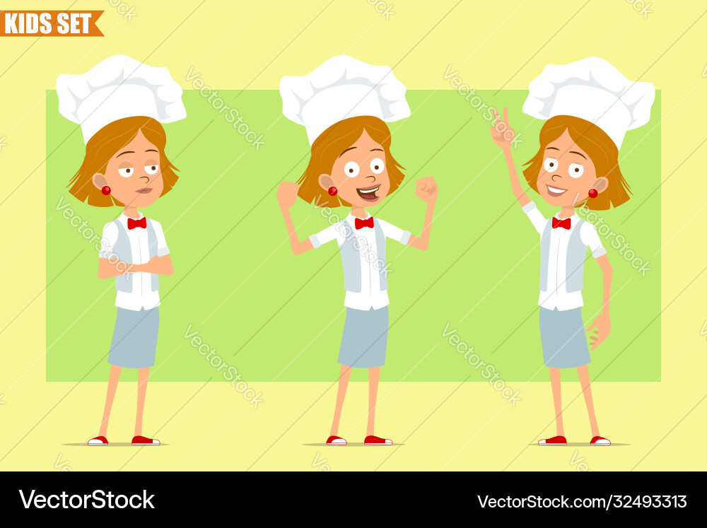Cartoon flach Koch Koch Mädchen Charakter Set Cartoon flach Koch Koch Mädchen Charakter Set Vektorbild