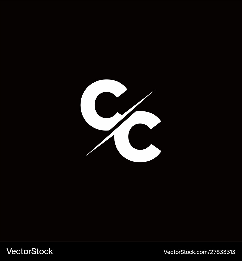 Cc logo letter monogram slash with modern vector image